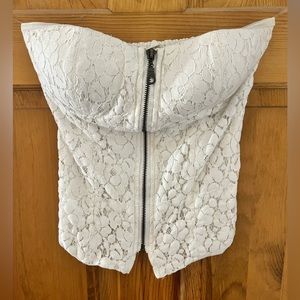 Lace front zip corset
